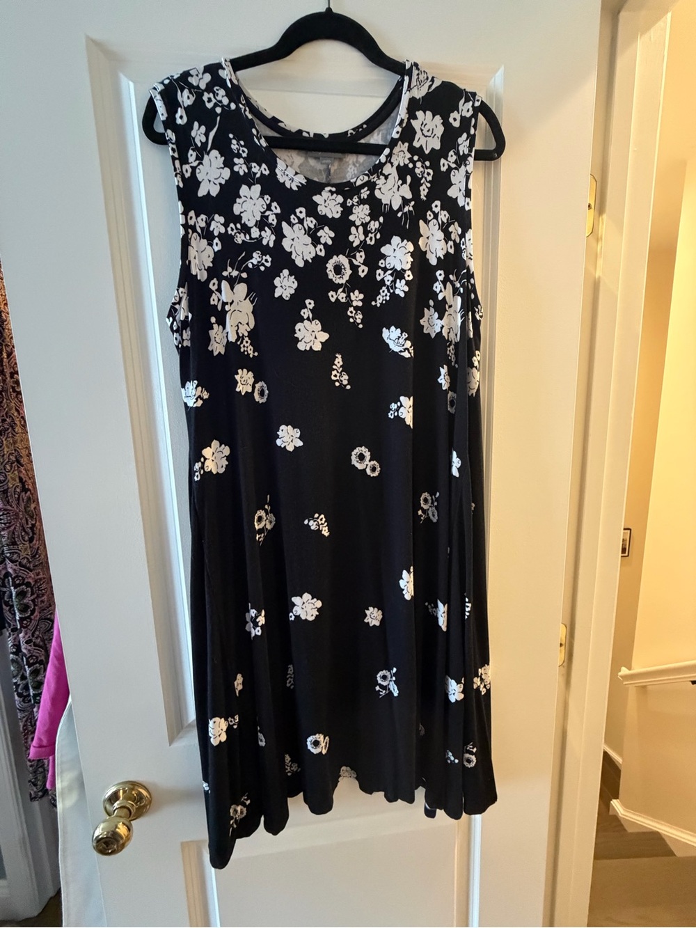 Style & Co. Black Floral Sleeveless Swing Dress